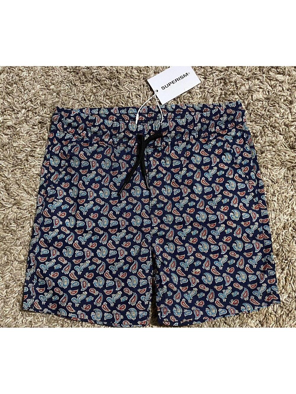 Superism Boys' Navy Blue Paisley Board Shorts Sz 10 - NWT